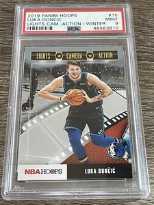 PSA 9 2019-20 Panini Hoops Luka Doncic Lights Camera Action #15 