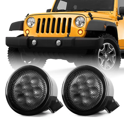 Luces de señal de giro LED ámbar 2 piezas lámparas de parrilla delantera para Jeep Wrangler JK 2007-18 Foto 1 de 4