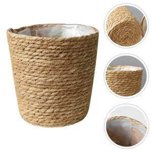 Rustic Decorative Hand Woven Straw Weaving Basket Woven Plant Pot - Picture 1 of 12