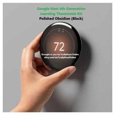 Google Nest 4th Gen Learning Thermostat GA05169-US POLISHED Obsidian (Black) - Image 1 of 4