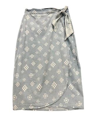 Tasha Polizzi Womens Bethany Chambray Wrap Skirt Aztec Print Blue Sz Medium NWOT - Image 1 of 3