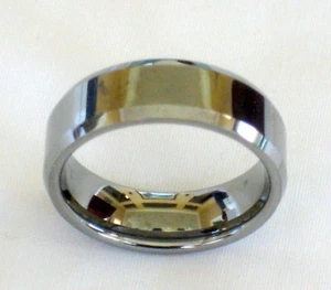Men’s Tungsten Brushed Polished  Solid Wedding Ring 8mm - Picture 1 of 8