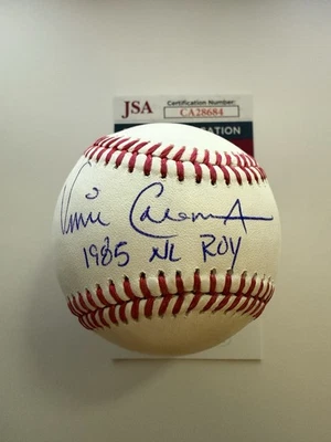 VINCE COLEMAN CARDINALS 1985 NL ROY FIRMADO M.L. BÉISBOL JSA Foto 1 de 3