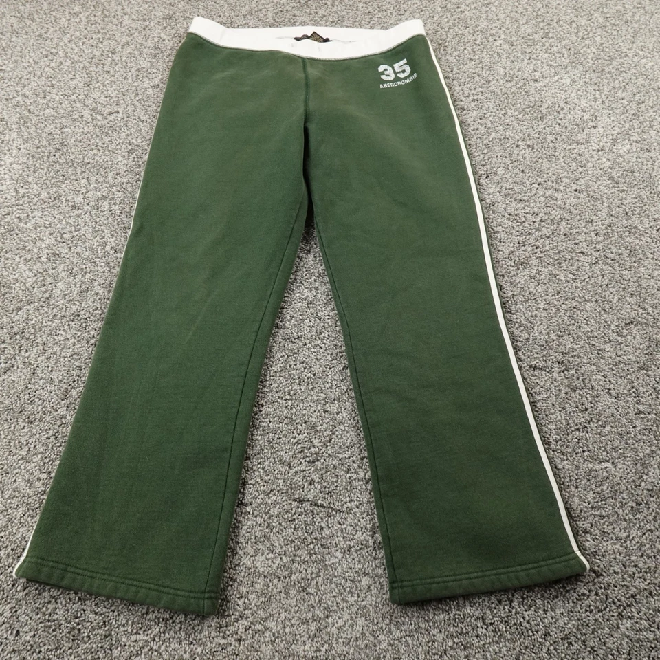 VTG Abercrombie Fitch Pants Womens M Green Pull On Jogger Sweatpants 90s Y2K USA - Image 1 of 4