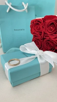 Tiffany & Co. Band Ring in Rose Gold 18K with Diamonds size 9 NEW $1850 - Image 1 of 4