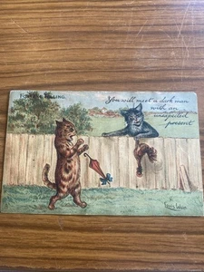 Postal humorística firmada por Louis Wain Fortune Telling Cat Tuck. R - Imagen 1 de 6