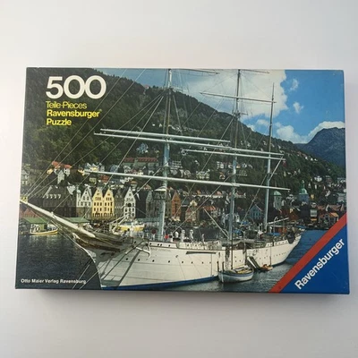 Ravensburger Puzzle 500 Teile "Bergen/Norwegen"  Schiff  von 1976 komplett - Bild 1 von 4