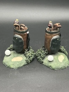 GOLF THEMA BUCHSTÜTZEN Golftasche & Schläger ~ Golfball & Sandfalle grün & braun - Bild 1 von 6