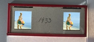 Vtg 1950s? Nude 3D Stereo Photo Slide Pinup Woman Outdoors at Beach Beachball #5 - Picture 1 of 4