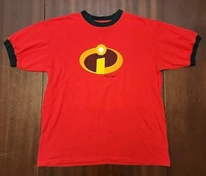 Vintage Disney The Incredibles Movie Promo Logo Graphic T-Shirt Mens Large L VGC - Picture 1 of 9