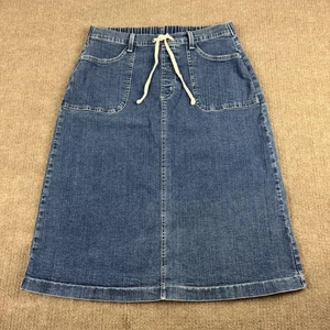 Denim & Co Rock Damen klein blau Midi Denim A-Linie Kordelzug Taschen Stretch - Bild 1 von 12
