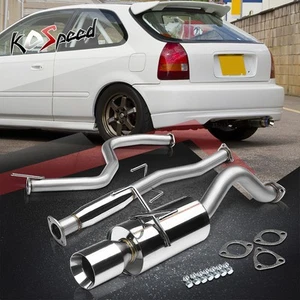 FOR 96-00 HONDA CIVIC 3DR EJ6/EK9 4" ROLLED TIP MUFFLER CATBACK EXHAUST SYSTEM - Picture 1 of 5