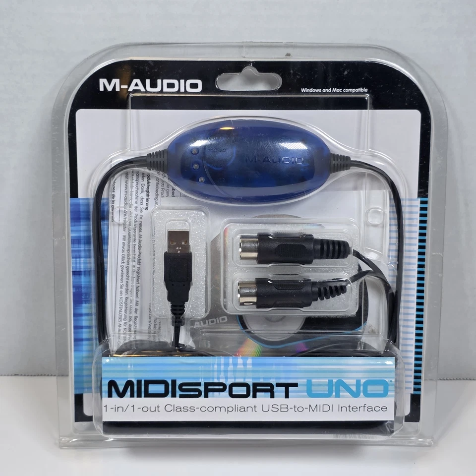 M-Audio MIDIsport UNO 1-in/1-out USB MIDI Interface 16 MIDI Channels New - Image 1 of 2