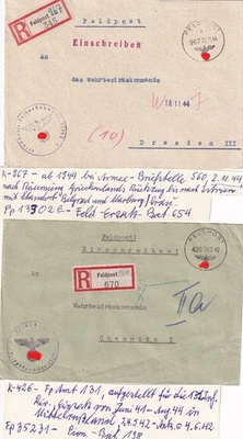 30. 2.WK 2x Feldpost 35231 + 13302 R-Briefe K 426 + 967 Istrien + Rußland - Bild 1 von 2