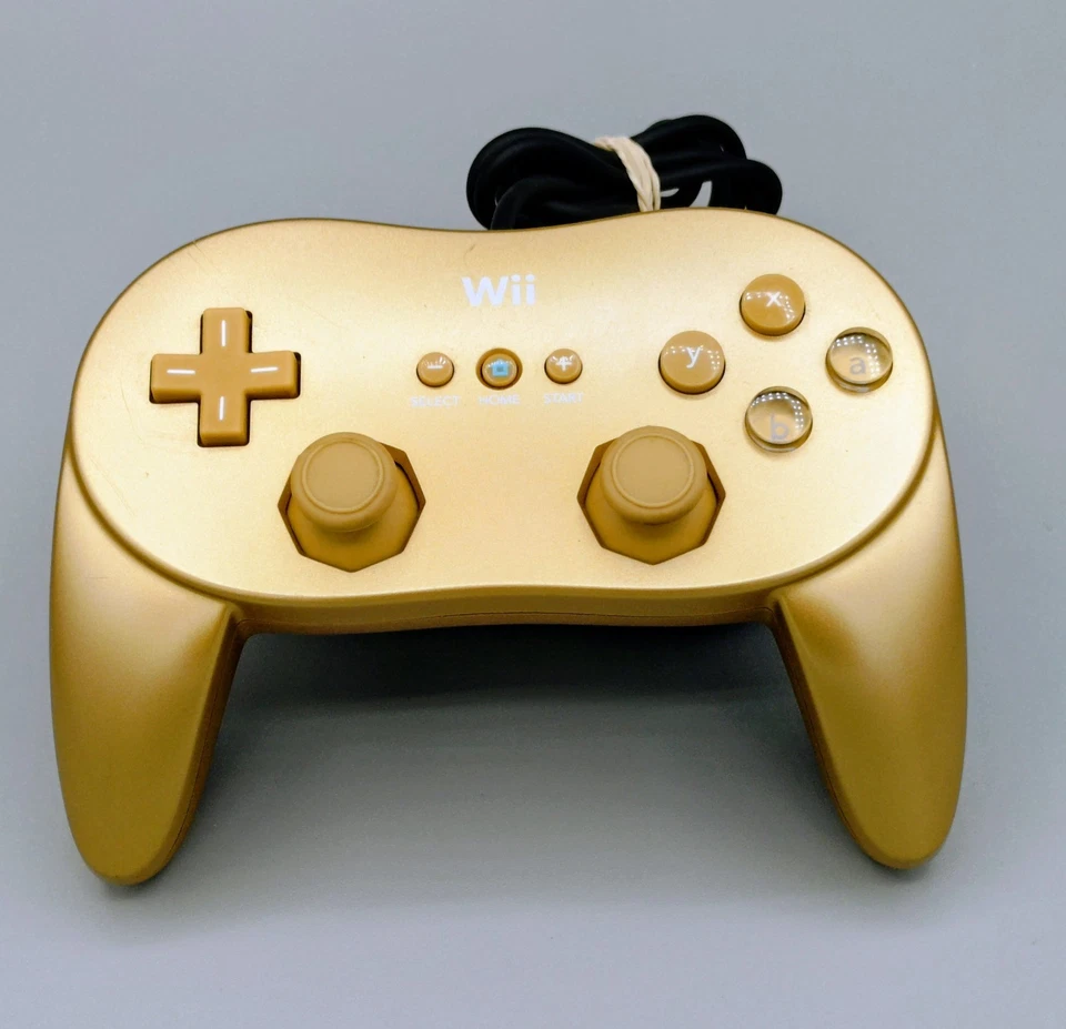 Official OEM Nintendo Wii Classic Pro Controller Gold Tested Very Clean - Image 1 of 2