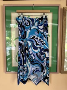 Coco Bianco Knee Length Skirt Blue Pucci Inspired Size Medium - Picture 1 of 4