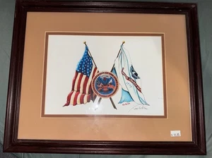 United States Army Tom Butler signierter gerahmter Kunstdruck Militär Flaggen - Bild 1 von 5