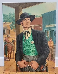 1957 Frank Hamilton Lebenslegende Wyatt Earp Gemälde Hugh O'Brian TV Zellstoff Künstler - Bild 1 von 14