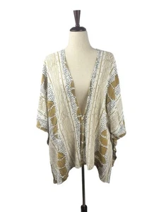 Sseko Crepe Mostaza Mod Frente Abierto Corto Kimono Encogerse de hombros - Imagen 1 de 4