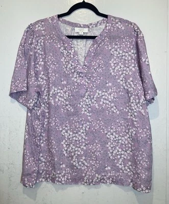 Top Charter Club Luxury Lino Púrpura Floral Talla XXL 2XL Cottagecore Boho  Foto 1 de 4