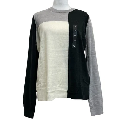 NUEVO Suéter Jersey Marks & Spencer M&S Bloque de Color Supersuave Negro y Gris Talla 10 Foto 1 de 4
