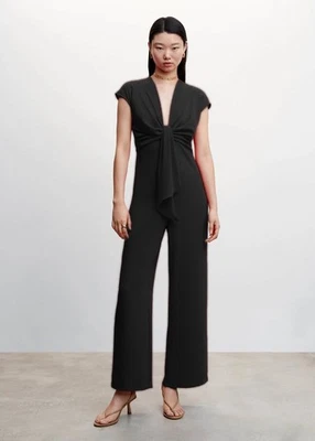 Mono con corbata nudo MANGO • Colección Fiesta • Manga Gorra • NEGRO • Talla XL• NUEVO CON ETIQUETAS Foto 1 de 4