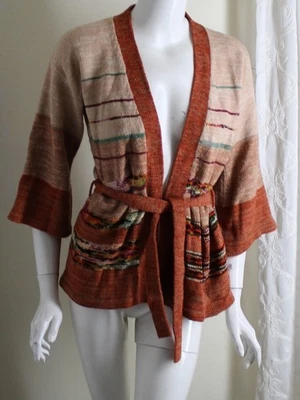 Suéter Cárdigan Tejido Funky Corte Kimono Japonés Acrílico L Vintage Años 70 Foto 1 de 4