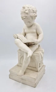 19TH CENTURY LARGE CONTINENTAL PARIAN PORCELAIN READING PUTTO FIGURE 13.5 INCHES - Picture 1 of 10