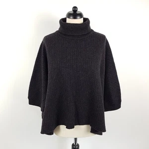 Poncho Hannes Roether donna S grigio lana merino maglia grossa extrafine maglione - Foto 1 di 9