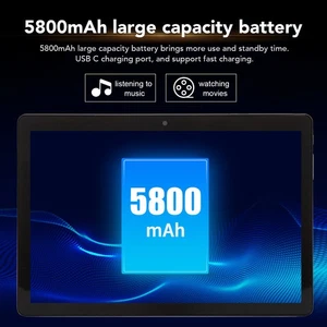10.1in Tablet For Android11 2.4G 5G 5800mAh Type C Rechargeable 8GB RAM 256GB - Picture 1 of 24