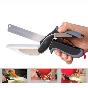 Kitchen Gadget Scissors 2-in-1 Functional Smart Chopping Knife Food Scissors Veg - Picture 1 of 10