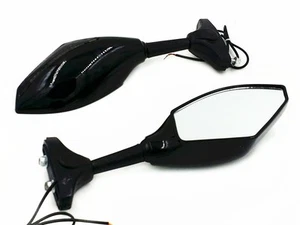 Gloss Black Turn Signal Integrated Mirror For Triumph Ducati 1198 1098 Daytona - Picture 1 of 10