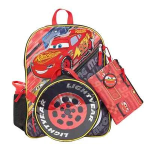 New Bioworld Disney / Pixar's Cars Lightning McQueen 5-Piece Backpack Set - Picture 1 of 5