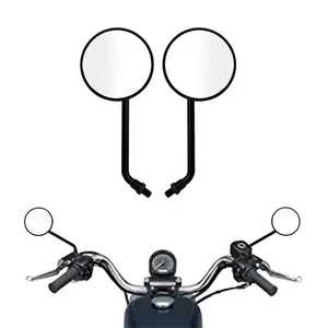 Motorcycle Black Round 10MM Rear View Mirror Fit For Harley Softail Touring FXS - Imagen 1 de 11