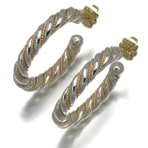 Auth Tiffany&Co. Earrings Twist Hoop 925 Sterling Silver/18K 750 Yellow Gold - Picture 1 of 5