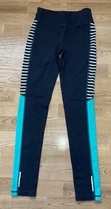 Girls Athleta Black Striped Leggings Size 12 EUC - Picture 1 of 4