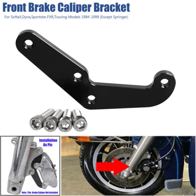 4-Piston Front Brake Caliper Bracket Adapter For Harley FXR Touring 84-99 Black - Image 1 of 4