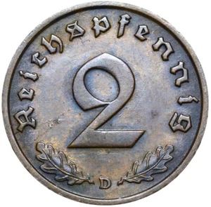 German Reich - 3rd Third Reich coin 2 Reichspfennig 1936 D - Picture 1 of 2