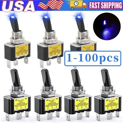 Luz LED azul 3 pinos balancim interruptor liga/desliga 30A 12V para carro barco lote marinho - Imagem 1 de 4