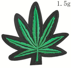 2-PACK - MARIJUANA LEAF IRON ON PATCH 3.1" Cannabis Pot Weed Hippie Embroidered - Picture 1 of 3