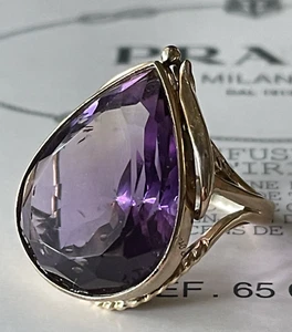 ENORME ANILLO DE AMATISTA PERA ORO AMARILLO 585 (o 14k) de colección talla 5 - Imagen 1 de 12