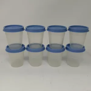 8 Tupperware Classic Sheer Midget Set 2oz/60ml Mini Behälter 101 BLAUE DECKEL - Bild 1 von 7