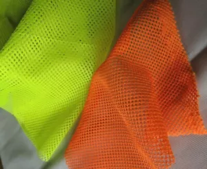 HIGH VIS YELLOW ORANGE MESH - FABRIC - 1M x 150cm - FISHNET 20471 SPEC UK BRIGHT - Picture 1 of 6