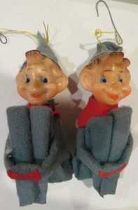 2-Vintage Knie Umarmung Elfen/Pixies Ornamente-Kunststoff & Filz Japan - Bild 1 von 4