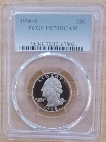 1998-S PCGS PR70DCAM Washington Quarter 25c US Coins (7802) Cover