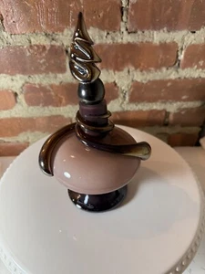 Vintage Perfume Bottle Pink Glass Metallic Accents Sign Eric Bladholm 1/20 Large - Picture 1 of 12