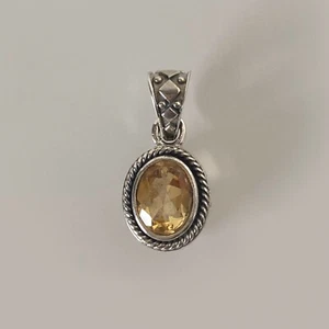 Silber-Kettenanhänger - facettierter Citrin - oval - verziert MA - Silber 925 - Bild 1 von 4