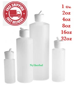 Empty Plastic Cylinder Bottle Flip Top Pour Spout HDPE 1oz to 32oz Free Shipping - Picture 1 of 1