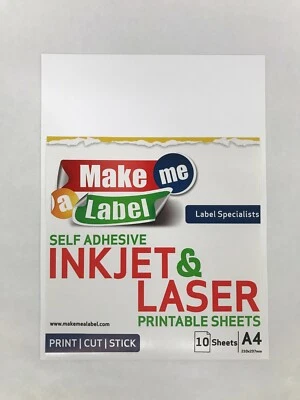 20 Premium PLUS White Matt A4 SelfAdhesive Inkjet Printable Paper Sticker Sheets - Image 1 of 4