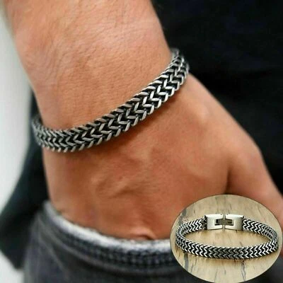 Herren Edelstahl Armband Silber Herrenarmband Armkette Männer Geschenk - Bild 1 von 4